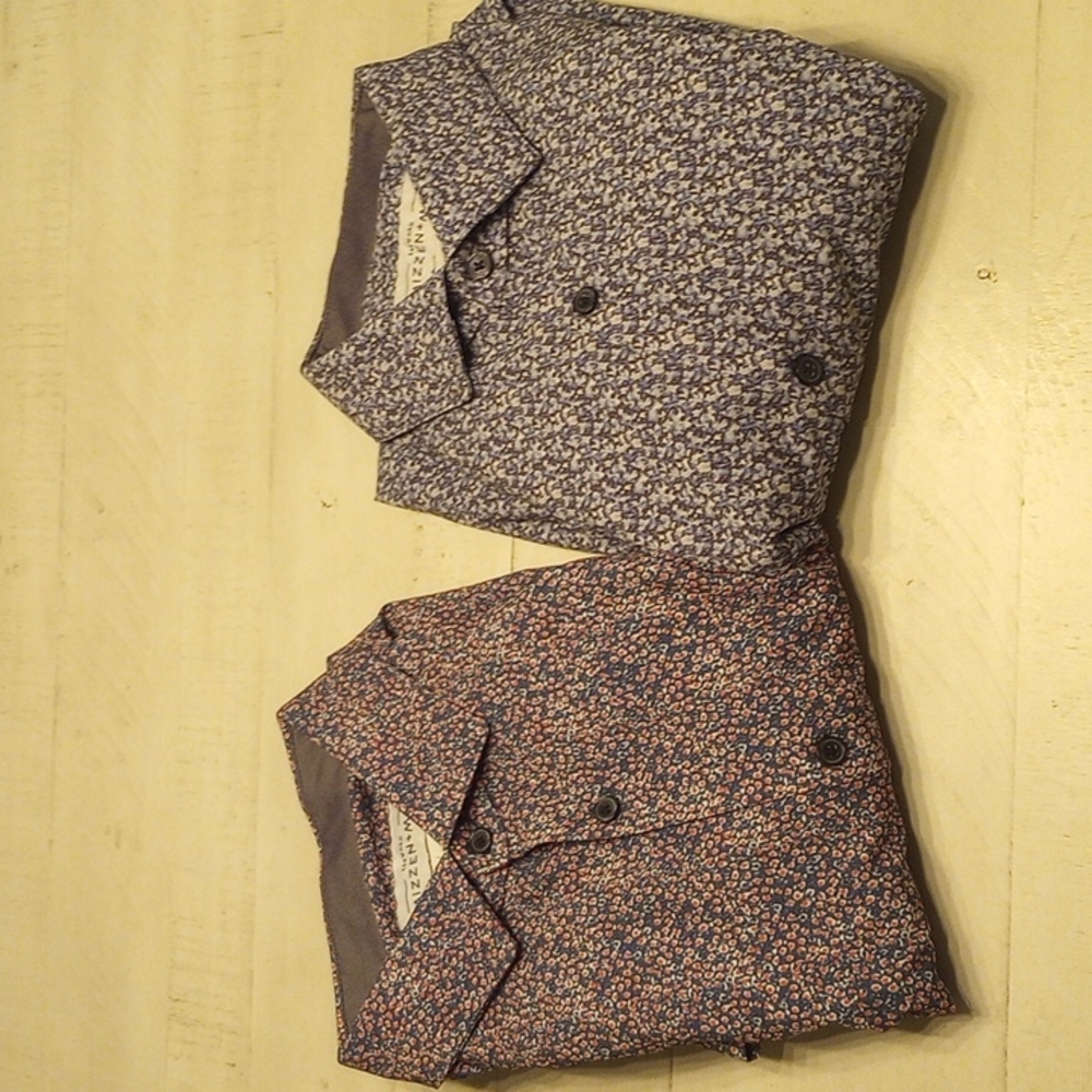 Lot  (2) Mizzen + Main L/S leeward standard fit sz Lrg  multicolor button shirts